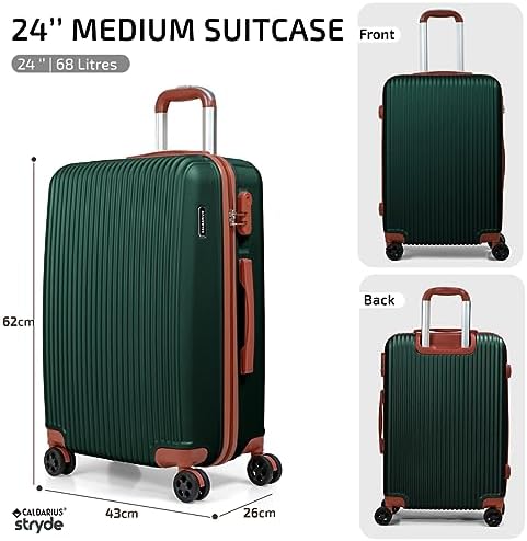 Medium Luggage | Durable Suitcases | Lightweight & Secure with Combination Lock | Smooth 4 Dual Spinner Wheels | Ideal Travel Bag & Luggage Sets (Dark Green, Medium 24'') - Image 2