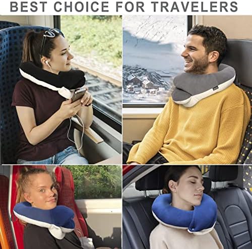 BUYUE Travel Neck Pillows for Airplanes, 360° Head Support Sleep for Long Flight, Skin-Friendly & Breathable, Kit with 3D Contoured Eye Mask, Earplugs and Storage Bag (Adult, Navy Blue, 100+ lbs) - Image 6