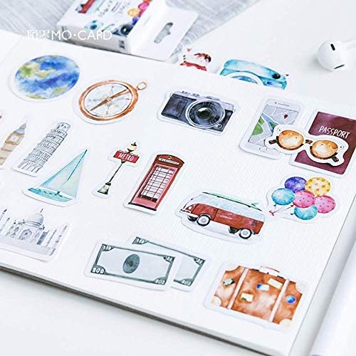 Mini Size Scrapbook Stickers, 45pcs DIY Decoration Travel Stickers Life Set for Travel Case, Laptop, Planners, Calendars, Scrapbook, Suitcase, Notebooks, Journal, Dimension Less 44mm(Travel) - Image 3