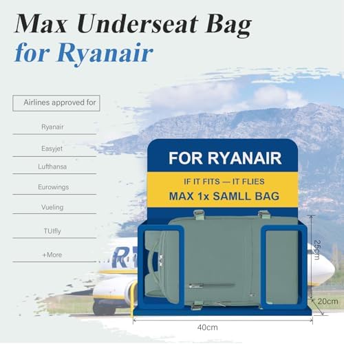 for Ryanair Cabin Bags 40x20x25 Underseat Travel Backpack Cabin Size for Mens Womens Hand Luggage Carry-Ons Laptop Backpack for Men Under Seat Flight Bag, with Chest Strap - Image 2
