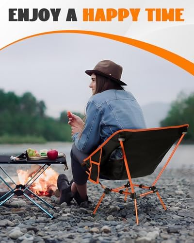 Ultralight Folding Camping Chairs, Compact Folding Chairs with Both Side Breathable Mesh & Side Pocket, Backpack, Aluminum Bracket, for Outdoor Camping, Travel, 150KG Load Capacity - Image 7