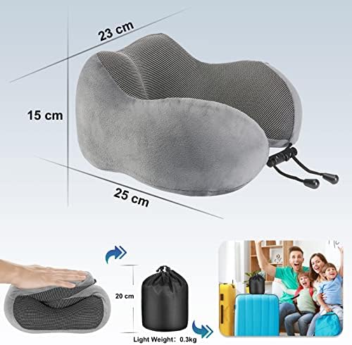 Eono Neck Pillow Memory Foam, Travel Pillow for Neck, Comfortable Neck and Head Support Pillow for Plane Cars Trains Office, Soft Flight Travel Cushion for Sleeping - Image 6