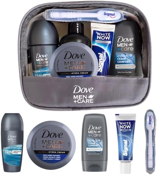 Travel Size Toiletries Essentials for Men in Compact Pouch, Mens Travel Bag for Hospital Over Night Stay, Airport Approved Mini Toiletries and Wremedies Travel Checklist
