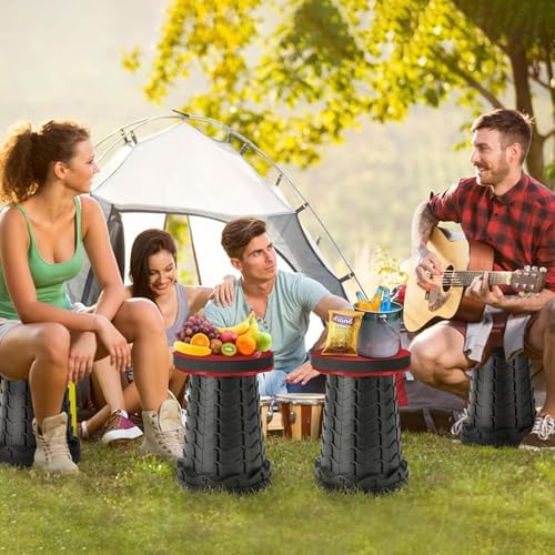 Portable Folding Stool for Camping Outdoor - Max Load Capacity 396 LBs - LUXJET Small Folding Chair for Hiking, Fishing, Travel (Red) - Image 2