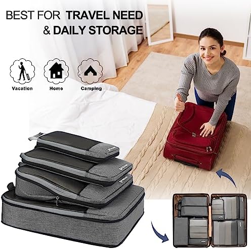 Compression Packing Cubes, Luggage Organiser Set, Extensible Suitcase Organiser, Packing Organisers for Suitcases, Packing Cubes for Travel or Home Storage - Image 7