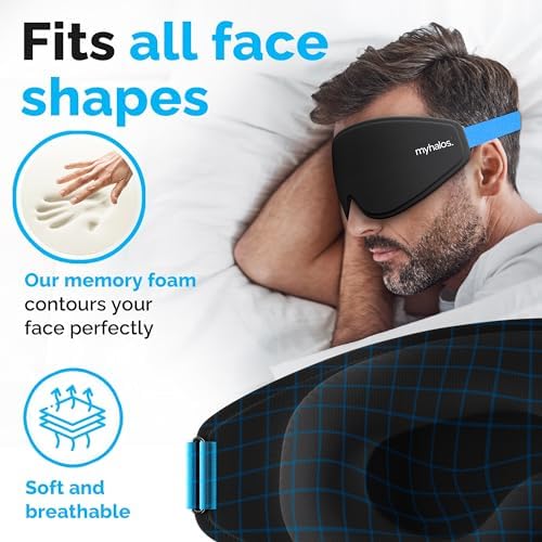 MyHalos 100% Blackout Sleep Masks for Women & Men - Zero Eye Pressure Eye Mask for Sleeping -Our Halo Sleep Mask Includes a Storage Pouch- Black Eye Mask for Travel or Blindfold - Image 4