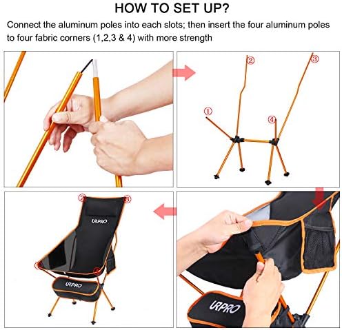 Outdoor Camping Chair Portable Lightweight Folding Camp Chairs with Headrest & 2-sided Pocket High Back for Outdoor Backpacking Hiking Fishing Travel Picnic - Image 5