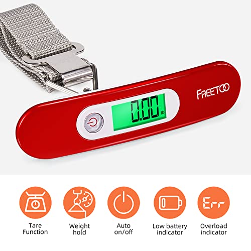FREETOO Luggage Scale Portable Digital Weight Scale for Travel Suitcase Weigher with Tare Function 110 Lb/ 50Kg Capacity Red - Image 3