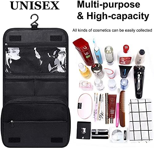 Portable Hanging Travel Toiletry Bag for Men and Womens Waterproof Bathrooom Shower Bag Multifunctional Cosmetic Makeup Organzier (Black) - Image 2