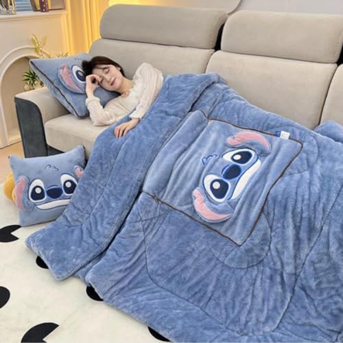 2 in 1 Pillow stitch Blanket-Gift for Family, Fleece Flannel stitch Blankets for Adults Children Soft and Warm Sleeping Blanket (B) - Image 5