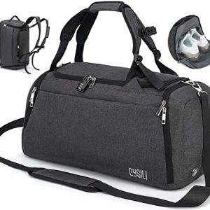 Sports Duffle Bag with Shoes Compartment and Wet Pocket, 42L Waterproof Gym Bag for Men and Women, Durable Travel Duffel Bag with Shoulder Strap and Combination Lock