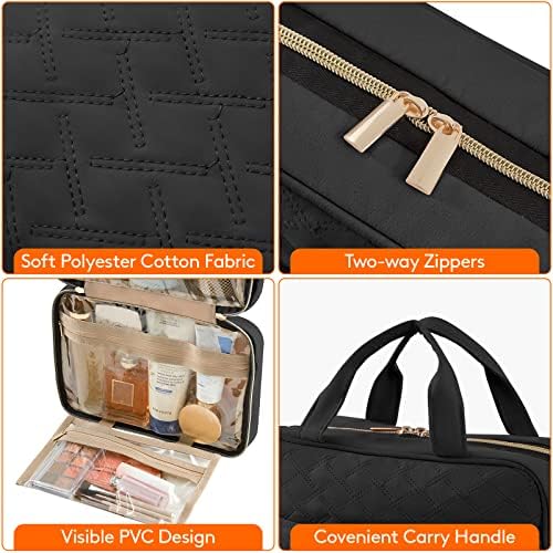 Lifewit Travel Toiletry Bag, Large Hanging Makeup Bag Organizer for Women, Transparent Travel Cosmetic Bag with Hanging Hook for Full Size Bottles, Vacation Essentials, Medium, Black - Image 4