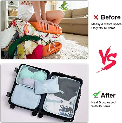 OSDUE Travel Packing Cubes, 9pcs Suitcase Organizer Set, Luggage Organiser Waterproof Suitcase Essential Bag, Packing Cubes for Suitcase Travel Accessories - Image 5