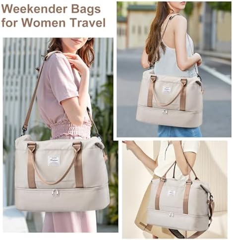 for Easyjet Airlines Underseat Cabin Bag 45X36X20 Weekend Overnight Carry on Holdall for Women Travel Duffel Sport Gym Tote Mum Hospital Bags with Wet Pocket,E10-beige Brown - Image 3