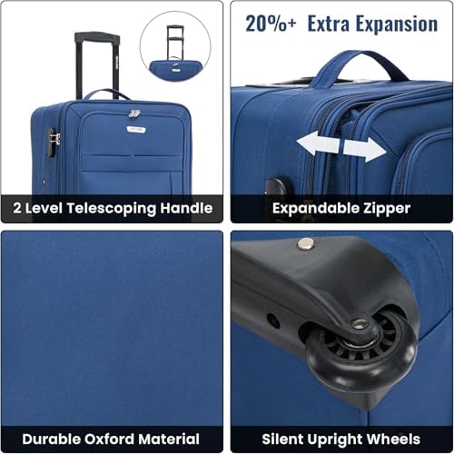 29" Large Suitcase Super Lightweight Luggage Combination Lock 20% Expandable 2 Wheel Soft Shell Check in Luggage for 23kg - Image 4
