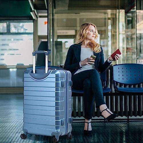 RMW Suitcase Large Medium Cabin Size | Hard Shell | Lightweight | 4 Dual Spinner Wheels | Trolley Luggage Suitcase | Hold Check in Luggage | TSA Combination Lock (Ice Blue, Cabin 20") - Image 2
