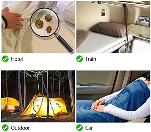 MYCARBON Travel Sleeping Bag Liner, 100% Cotton Durable and Super Soft 220 x 90 cm Roomy Travel Sheet Portable Lightweight for Camping Bed Bag, Hostels, Coaches, Picnic, Trains with Pillow Pockets - Image 4