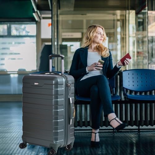 CMY Suitcase Medium Size Hard Shell Lightweight 4 Dual Spinner Wheels Trolley Luggage Suitcase Medium 24" Hold Check in Luggage TSA Combination Lock (Dark Green) - Image 4