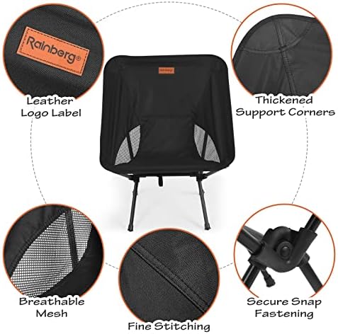 Rainberg Ultra Lightweight Camping Chair, Folding Chair, Camping Chairs for Adults, Foldable Garden Outdoor Picnic BBQ Chairs. (Pack of 1, Black) - Image 4