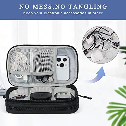 Simpolor Cable Organiser Bag, Double-Layer Electronics Accessories Bag Organiser for Cables, Universal Carry Travel Gadget Bag for Cables, Power Bank, USB Drive, Charger Hard Disk - Black - Image 5