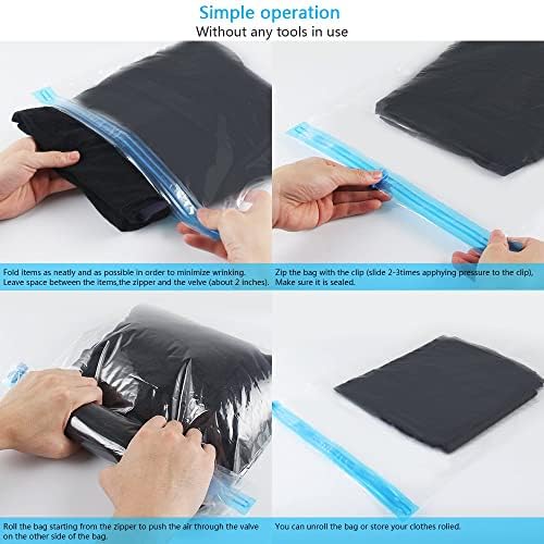 10Pack Travel Space Saver Bags (4 x S, 3 x L, 3 xL), Reusable KFYM Vacuum Travel Storage Bag, Saves 75% of Storage Space, Roll-Up Compression, No Need For Vacuum Machine Or Pump - Image 4