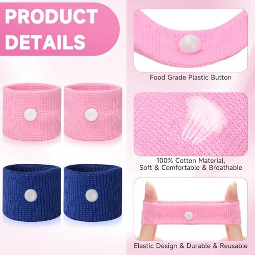 Travel Sickness Bands Adult Motion Sickness Bands for Kids Cruise Travel Essentials Anti Sickness Wristbands for Pregnancy Women, 2 Pairs (Pink,Blue) - Image 3