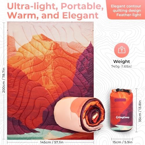 KingCamp Camping Blanket Lightweight Outdoor, Warm Travel Blanket, Sleeping Blankets Ultralight with Snap Button, Sleeping Quilt for indoor,Traveling, Hiking, Picnic - Image 3