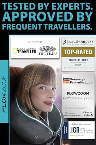 COMFY Travel Pillow for Airplane - Neck Pillow for Travel - Flight Pillow - Memory Foam Travel Pillows for Adults - Neck Cushion - Grey - Image 5