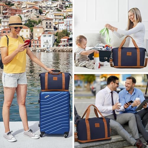 British Traveller Travel Duffel Bag for Women, Large Weekender Overnight Bag Expandable Hospital Holdall Duffle Bag with Toiletry Bag Sport Gym Bag Carry On Tote Bag (Navy) - Image 6
