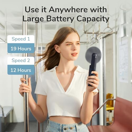 JISULIFE Handheld Mini Fan, 3 IN 1 USB Rechargeable Portable Fan [12-19 Working Hours] with Power Bank, Flashlight, Pocket Design for Travel/Summer/Concerts/Lash, Gifts for Women (Blue) - Image 3