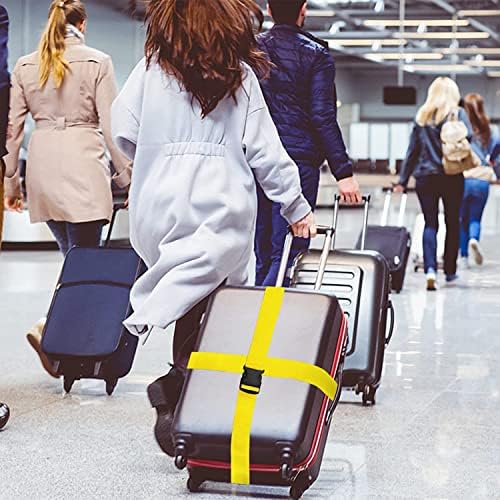 Luggage Suitcase Straps Set, Travel Accessories Thickened Luggage Belt with Quick Release Buckle, Adjustable Black Travel Luggage Straps for Suitcase Baggage (Yellow, 4 PCS Set) - Image 7