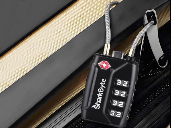SharkByte TSA Approved Suitcase Locks - 4-Dial Security Travel Combination Padlock, Flexible Cable Wire Travel Lock for Suitcases, Luggage locks, Case Travel Bag Gym Locker Code Small PadLock (Pack 4) - Image 7