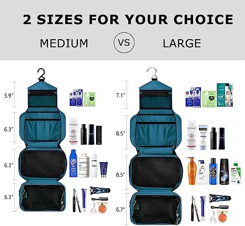 jiemei Hanging Toiletry Bag Waterproof, Travel Wash Bag for Men & Women with 4 Compartments, Foldable Compact Size, Super Durable Fabric - Image 3