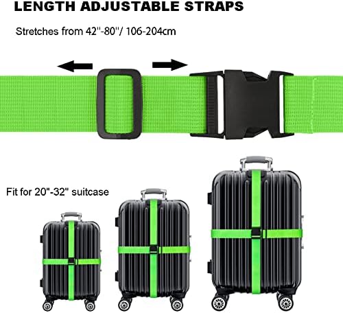 Luggage Straps for Suitcase 4 Pack, Heavy Duty Adjustable Suitcase Straps with Buckle, Luggage Belts Identifier Bands for Travel Case, 3.8x200CM - Image 2