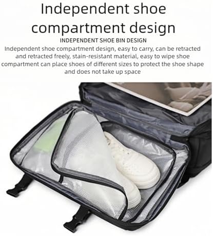 Vacuum Backpack Travel Bag, Expandable 36-55L Carry-On Compression Backpack with Pump, Separation of Dry and Wet Liquid, 180° Opening, for Business Travel - Image 7
