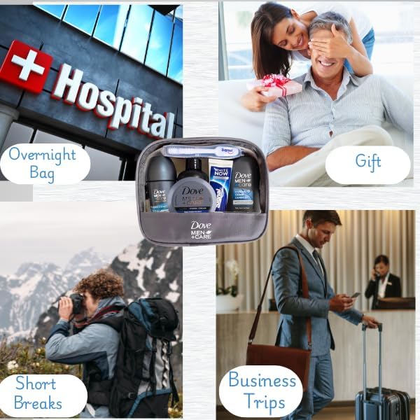 Travel Size Toiletries Essentials for Men in Compact Pouch, Mens Travel Bag for Hospital Over Night Stay, Airport Approved Mini Toiletries and Wremedies Travel Checklist - Image 6