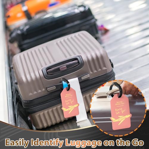 Alyvisun 2Pcs Luggage Tags, PU Suitcase Tags Baggage Labels Luggage Labels for Suitcases with Name ID Card, Suitcase Labels Travel Tags for Luggage Baggage Bags Business, Black and Rose - Image 3