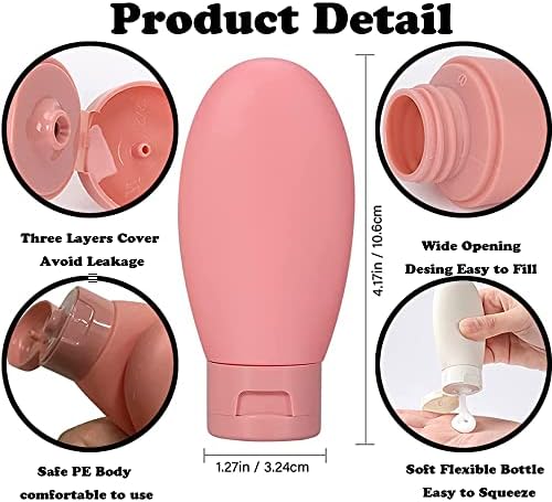 DDUP 3 Pcs Travel Bottles Set,60ML Travel Bottles & Containers,Small Mini Empty Plastic Squeeze Bottles for Travel Toiletries,Shampoo and Conditioner with Storage Bag(Multicolor) - Image 2