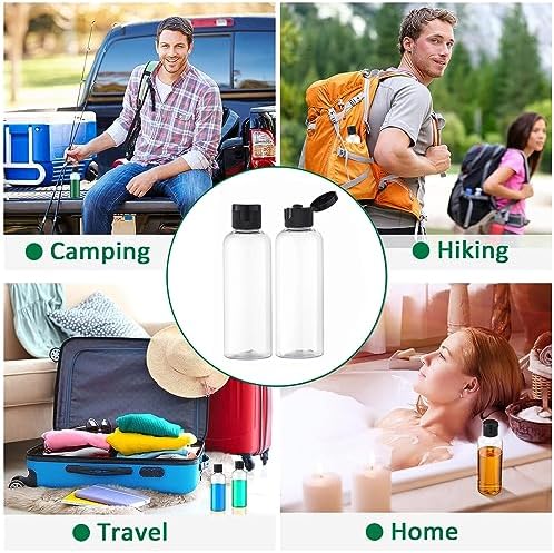 6PCS 100ML Plastic Travel Bottles with Flip Cap Empty Squeeze Bottles Transparent Refillable Travel Container with 1 Funnel & 6 Label TSA Approved for Liquid Lotion Toiletries Cosmetic - Image 6