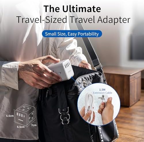 UK to European Plug Adapter with 1.5M Extension Cable, Aodeng 4 Way Travel Extension Lead with 4 USB Compact Cube Type E/F Travel Adapter for Germany France Spain Poland Greece Netherlands etc. - Image 3