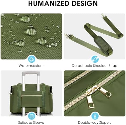 WANDF Cabin Bag - 40x20x25 Travel Bag with TSA Approved Quart Size and Shoes Bag, Ideal for Ryanair Airlines and Weekend Getaways - Dark Green (20L) - Image 6