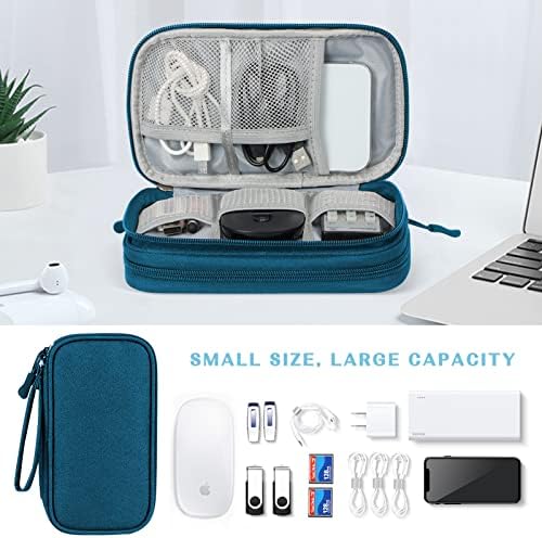FYY Electronics Accessories Organiser Bag, Double-Layer Travel Cable Organiser Bag Pouch Portable Waterproof All-in-One Carry Travel Bag for Cable, Cord, Charger, Phone, Hard Disk S-Dark Green - Image 6