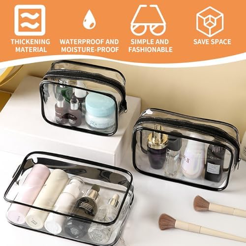 Clear Travel Cosmetic Bag with Zipper, 6PCS Clear Toiletry Bags, PVC Waterproof Travel Wash Bags for Family, Men, Women (Largea, Medium, Small, Minimum) - Image 3