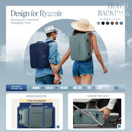 for Ryanair Cabin Bags 40x20x25, Travel Backpack with TSA Approved Clear Bag, Travel Bag Underseat Carry-ons Hand Luggage Bag for Travelling Casual Daypack for Ryan Air Plane - Image 2