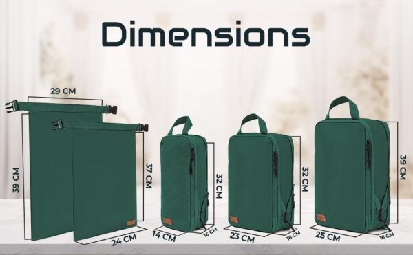 Double Compression Packing Cubes for Suitcases - 5 Waterproof Suitcase Organiser Bags - Perfect Dividers for Packing Bags for Travel - Large Travel Packing Cubes for Backpack (Green) - Image 5