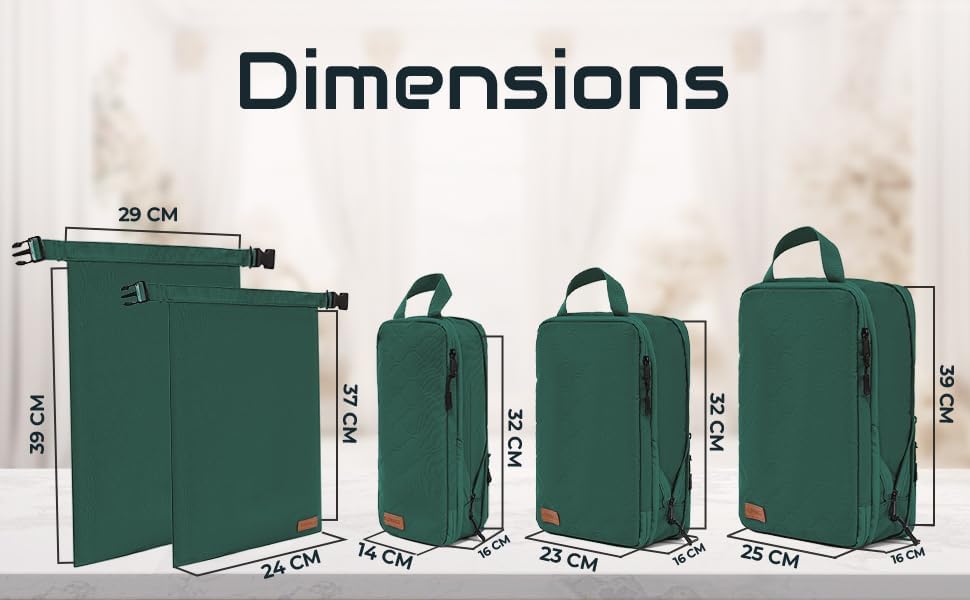 Double Compression Packing Cubes for Suitcases - 5 Waterproof Suitcase Organiser Bags - Perfect Dividers for Packing Bags for Travel - Large Travel Packing Cubes for Backpack (Green) - Image 5