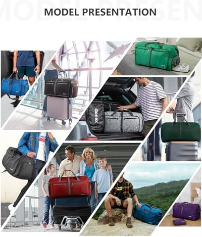 60L Travel Duffel Bag Foldable Water Resistant Travel Bag Lightweight Duffel Bag with Big Capacity for Luggage Gym Sports Purple - Image 8