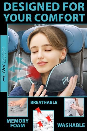 COMFY Travel Pillow for Airplane - Neck Pillow for Travel - Flight Pillow - Memory Foam Travel Pillows for Adults - Neck Cushion - Grey - Image 4