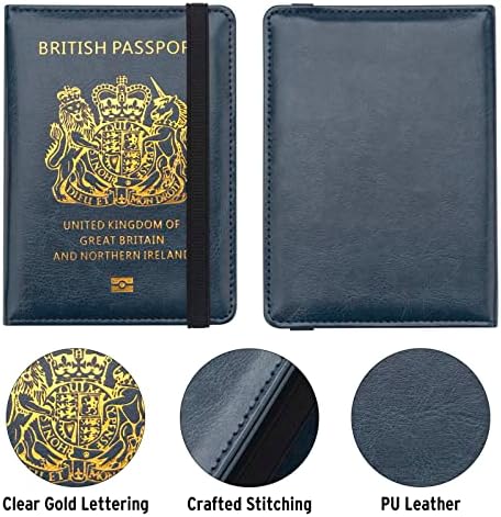 Passport Holder Cover Travel Wallet Organiser, Passport Case with RFID Blocking, PU Leather Travel Document Holder for Passport, Business Cards, Credit Cards, Boarding Passes (Blue) - Image 5