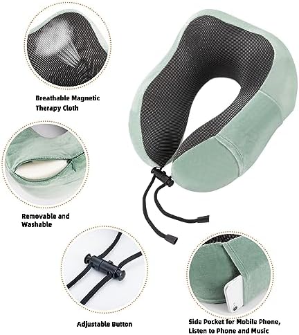 Travel Pillow Neck Pillow Memory Foam Soft Comfort and Support Travel Flight Neck Pillows,U-shaped Pillow for Sleeping with Storage Bag for Airplane Car Office Home,etc (Green) - Image 4